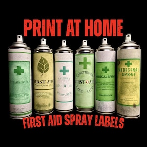 6-pack Resident Evil Första hjälpen-sprayetiketter | Cosplay-rekvisita-mall (digital nedladdning)