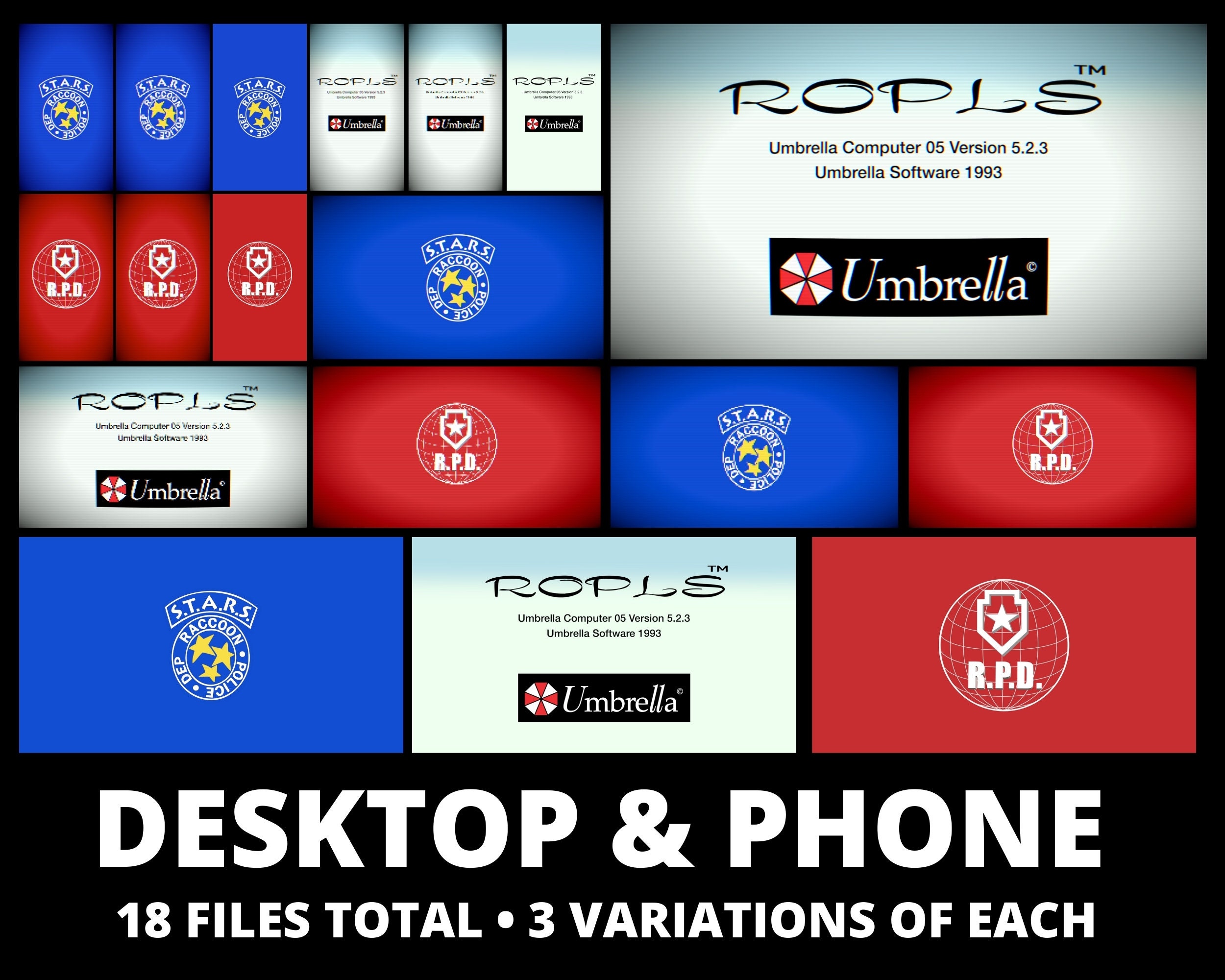 RESIDENT EVIL Retro Wallpaper Pack Phone & Desktop (Instant