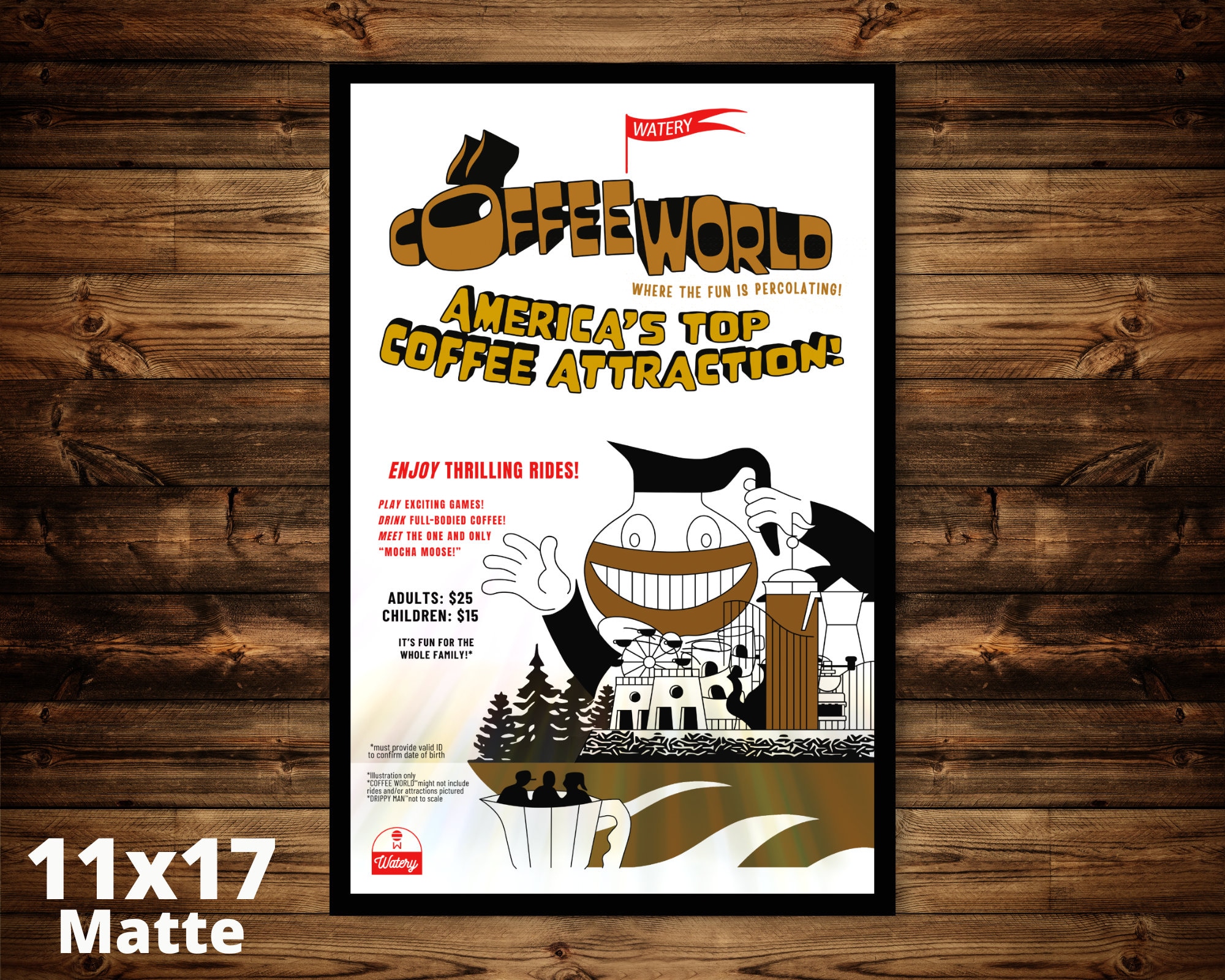 Coffee World Poster - 11x17 Art Print - Night Springs - Bright