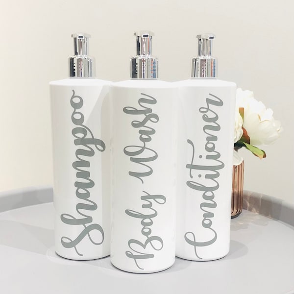 Personalised Bathroom Pump Bottle Shampoo Conditioner Bottle Refillable Mrs Hinch Inspired Home Decor Hand Wash Soap Dispenser