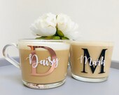 Personalised Glass Coffee Mug, Tea Cup, Mothers Day, Fathers Day, Hot Chocolate Gift Birthday Present Gift For Her Latte Mug Hinch Style