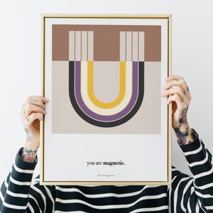 NB letter U subtiele ENBY pride print niet-binaire kunst aan de muur niet-binaire geschenken voor niet-binaire queer kinderen bevestigingskaarten afdrukbaar zij/hen bondgenoot