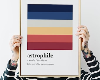 Astrophile, Definition Print, INSTANT PRINTABLE DOWNLOAD, Dictionary Wall Art, Stars, Astronomy, Horoscope, Minimalist Poster, Wall Decor