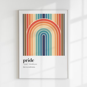 Subtle Gay Pride Print, Retro Abstract Rainbow, Mid-century Modern ...