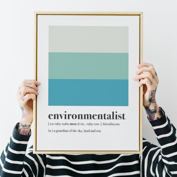 Milieuactivist, een bewaker van de hemel, land en zee, definitie kunst aan de muur, Earth Day, milieuvriendelijk, milieuvriendelijke geschenken, afdrukbare poster