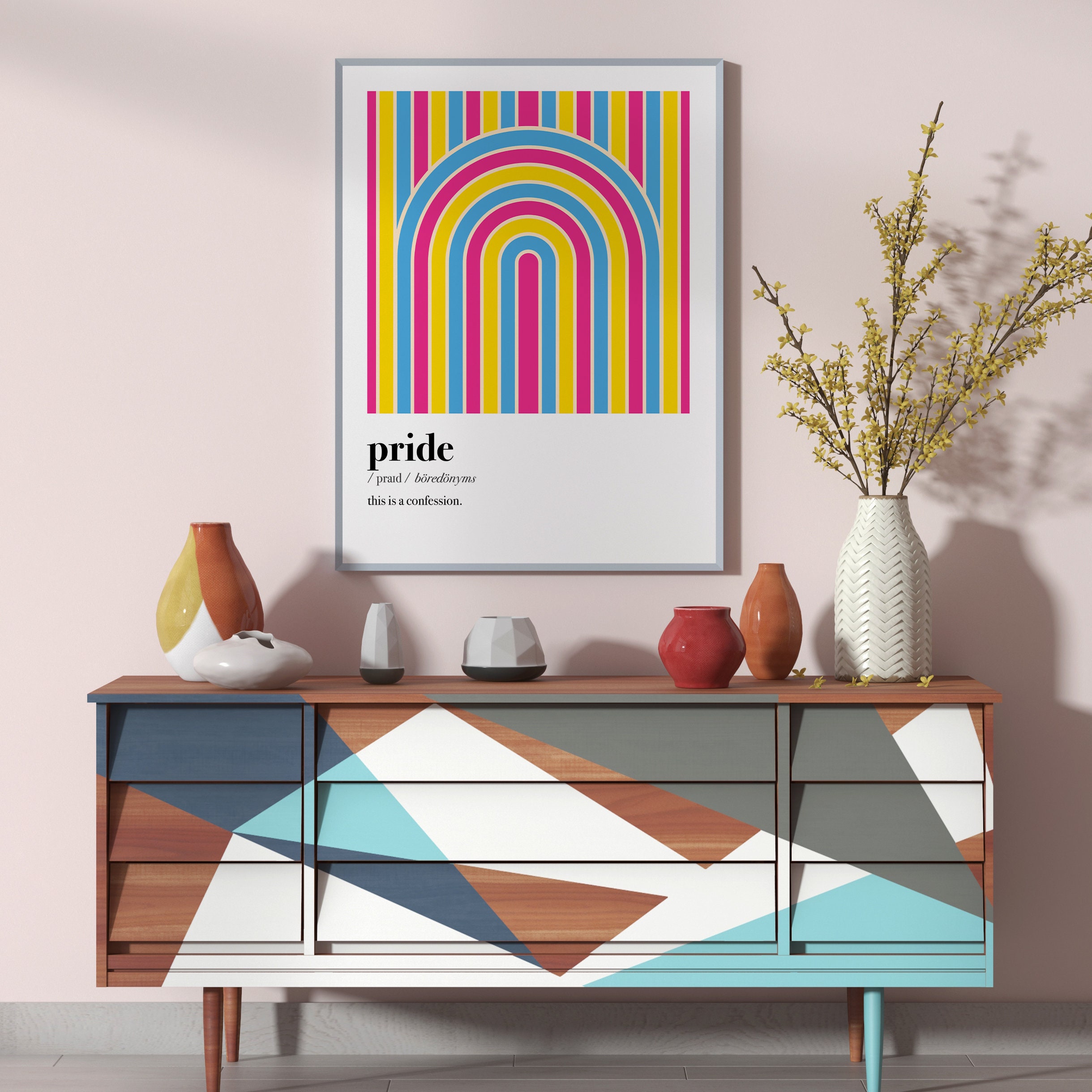 Subtle Pna Subtle PAN Pride Print, Pansexual Poster, Pan-tones Abstract Rainbow ...