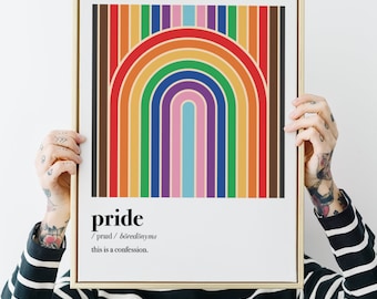 PROGRESS pride print, subtle LGBTQ art, diversity poster, QUEER gift, mid century rainbow, lgbt, lgbtqia, ally, wlw, femme, trans, Printable