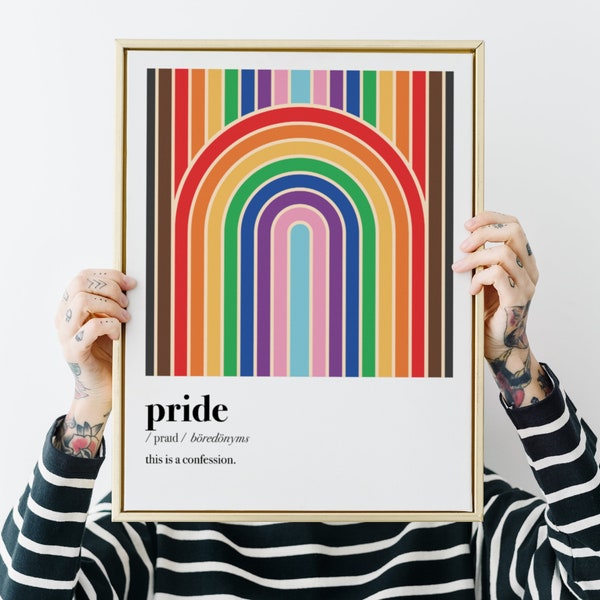 PROGRESS pride print, subtle LGBTQ art, diversity poster, QUEER gift, mid century rainbow, lgbt, lgbtqia, ally, wlw, femme, trans, Printable