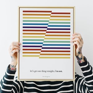 mettons une chose au clair, je ne le suis pas - impression subtile de fierté gay, art mural queer, drapeau abstrait arc-en-ciel, affiche lgbt, cadeau lgbtqia +, signe allié