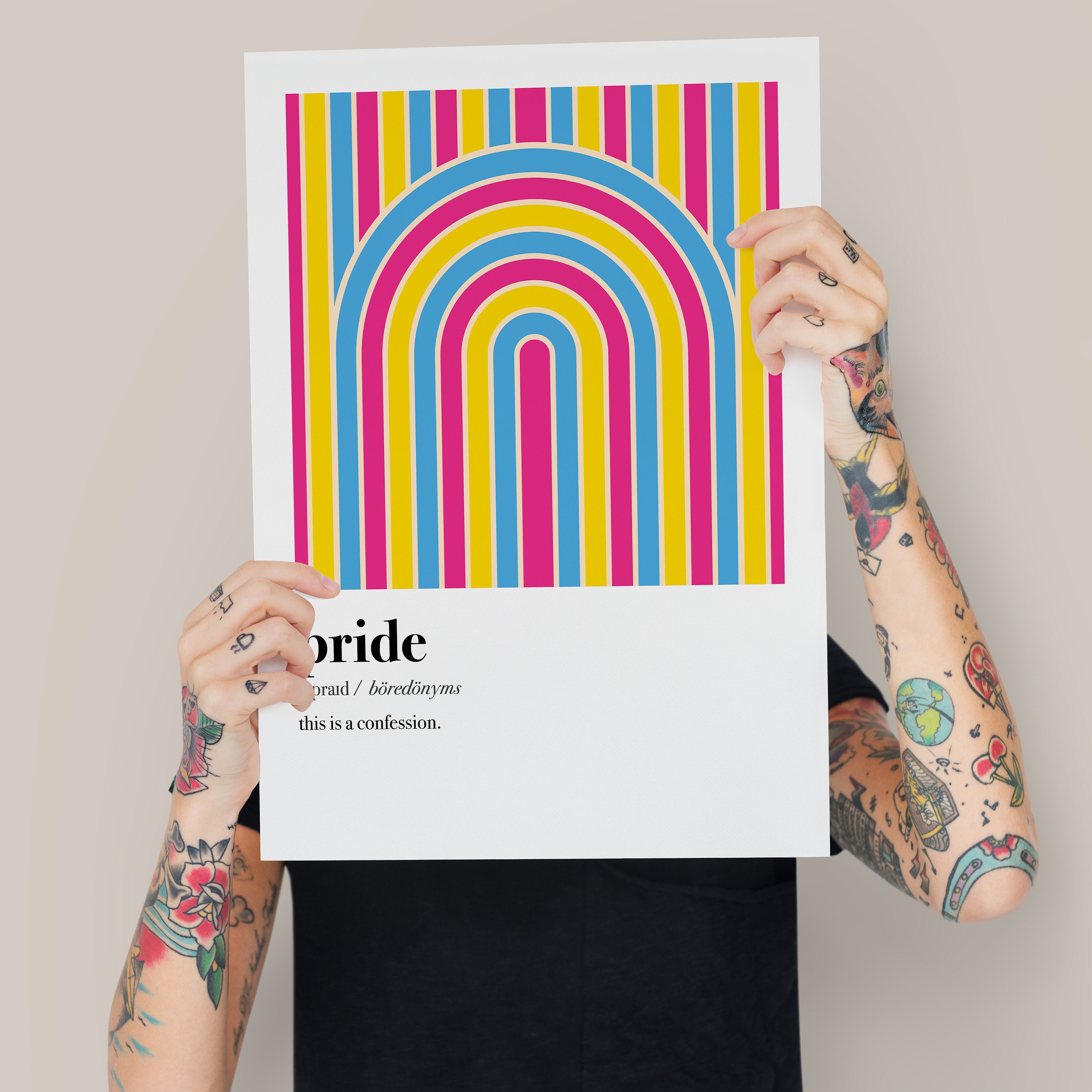 Subtle Pna Subtle PAN Pride Print, Pansexual Poster, Pan-tones Abstract Rainbow ...
