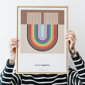 Lettera U Inclusion Poster Subtle Progress Pride Wall Art Regali queer per bambini gay Carte di affermazione Arcobaleno astratto stampabile LGBTQIA + ALLY