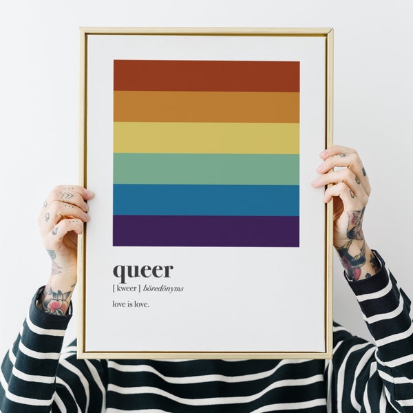 Queer, Love is Love Poster, Social Equality, LGBTQ Sign, Perfect Gift for Her, Pantone Pride Print, Queer Art, Queer Definition Print, LGBTQ