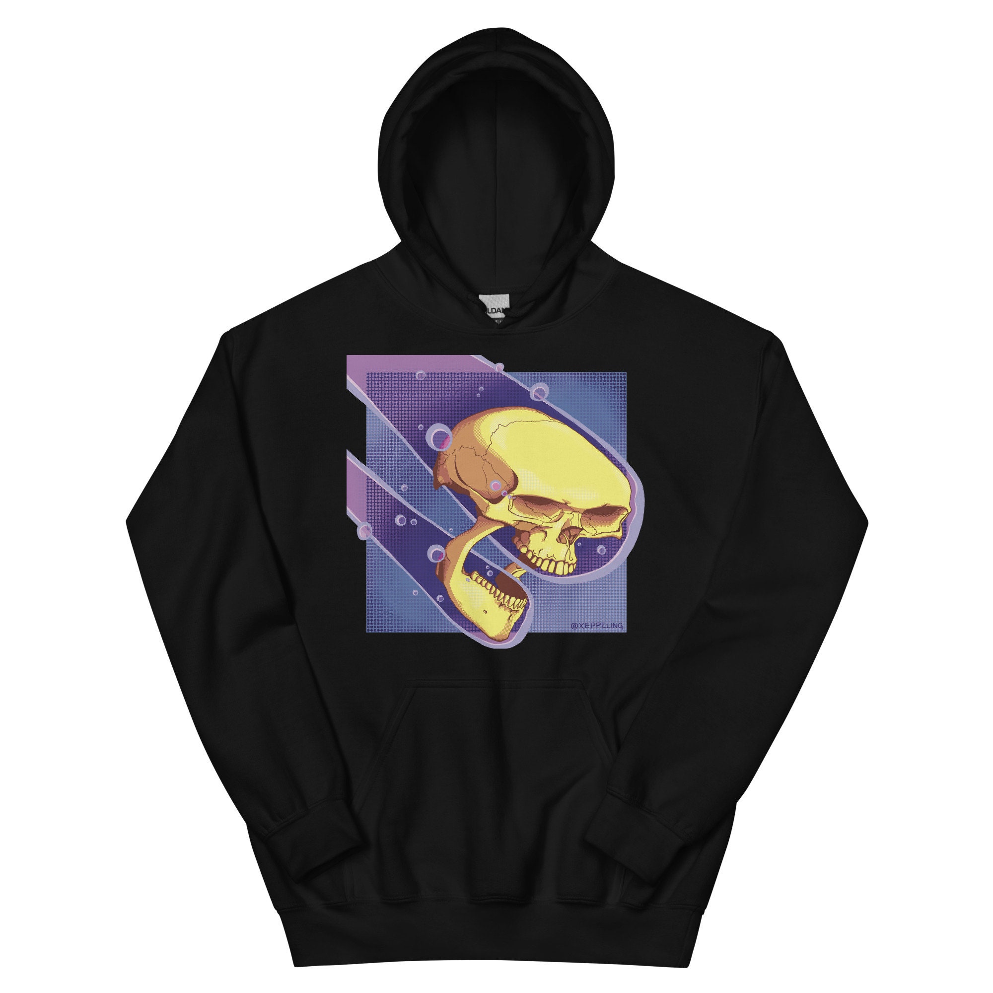 Hooded 3d skull print trippy clearance hoodie