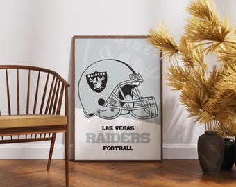 Las Vegas Raiders NFL Helmet Poster - Vintage Wall Art for Football Fans, Las Vegas Raiders Memorabilia, Man Cave Decor, Sports Themed Room