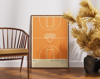 New York Knicks NBA Poster - Vintage Wall Art for Basketball Fans, New York Knicks Memorabilia, Man Cave Decor, Sports Themed Room