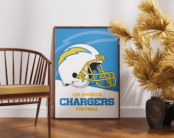 Los Angeles Chargers NFL Helmet Poster - Vintage Wall Art for Football Fans, LA Chargers Memorabilia, Man Cave Decor, Sports Themed Room