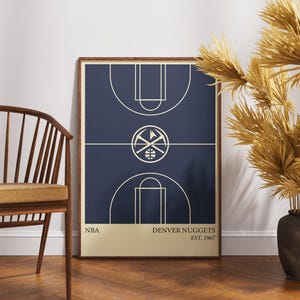 Denver Nuggets NBA Poster - Vintage Wall Art for Basketball Fans, Denver Nuggets Memorabilia, Man Cave Decor, Sports Themed Room