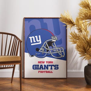 New York Giants NFL Helmet Poster - Vintage Wall Art for Football Fans, New York Giants Memorabilia, Man Cave Decor, Sports Themed Room