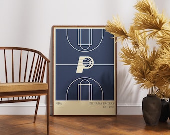 Indiana Pacers NBA Poster - Vintage Wall Art for Basketball Fans, Indiana Pacers Memorabilia, Man Cave Decor, Sports Themed Room