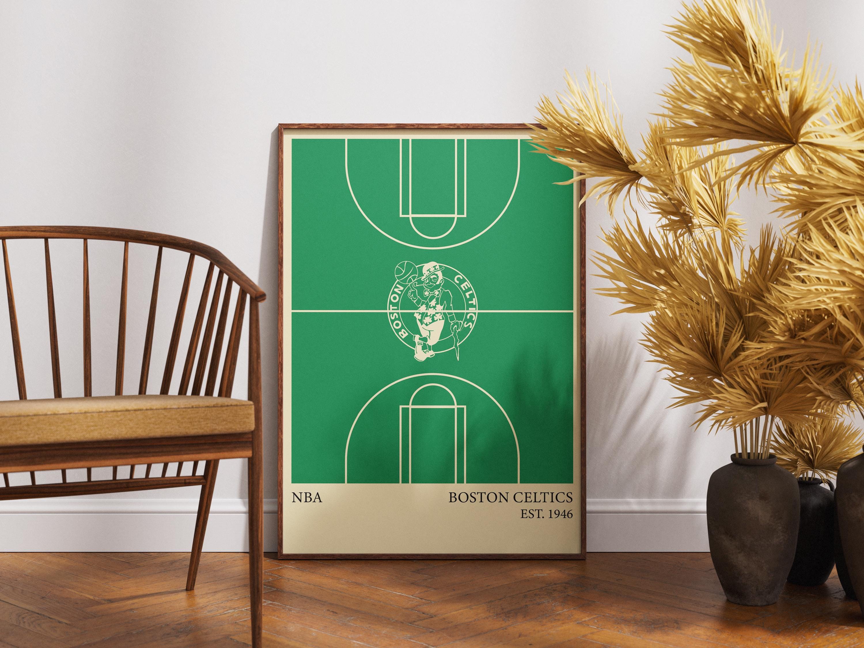 Boston Celtics NBA Poster - Vintage Wall Art for Basketball Fans, Boston Celtics Memorabilia, Man Cave Decor, Sports Themed Room