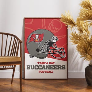 Tampa Bay Buccaneers NFL Helmet Poster - Vintage Wall Art for Football Fans, Buccaneers Memorabilia, Man Cave Decor, Sports Themed Room