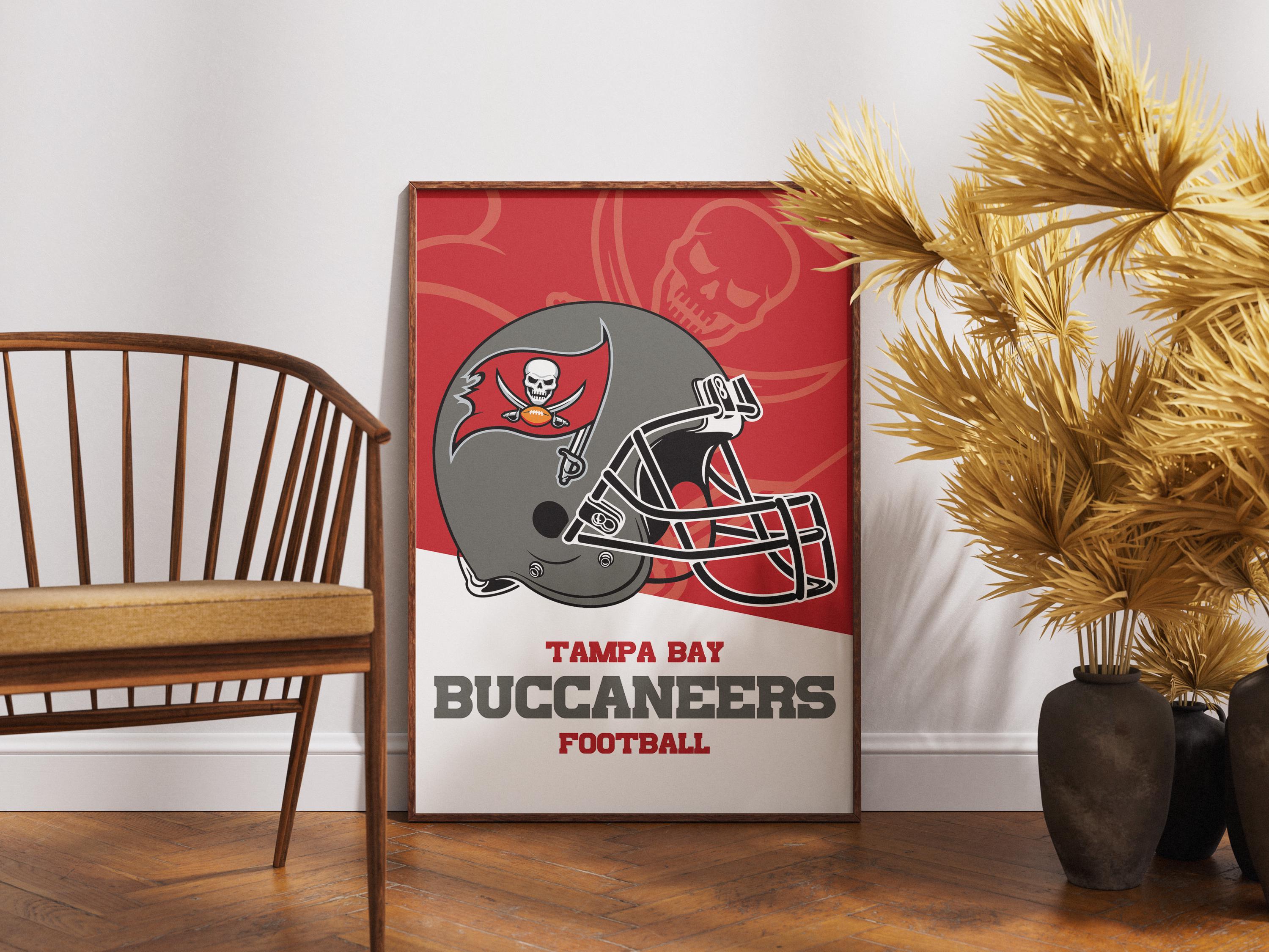 Tampa Bay Buccaneers NFL Helmet Poster - Vintage Wall Art for Football Fans, Buccaneers Memorabilia, Man Cave Decor, Sports Themed Room