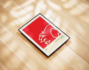 Calgary Flames NHL Poster - Personalized Hockey Wall Art Print, Gift for NHL Fans, Vintage Sports Decor for Home, Office or Man Cave