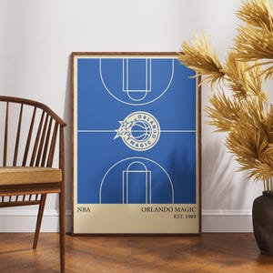 Orlando Magic NBA Poster - Vintage Wall Art for Basketball Fans, Orlando Magic Memorabilia, Man Cave Decor, Sports Themed Room