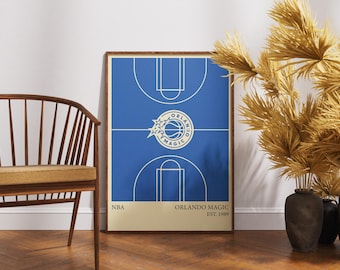 Orlando Magic NBA Poster - Vintage Wall Art for Basketball Fans, Orlando Magic Memorabilia, Man Cave Decor, Sports Themed Room