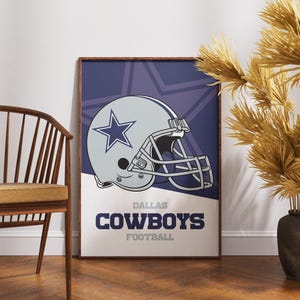 Dallas Cowboys NFL Helmet Poster - Vintage Wall Art for Football Fans, Dallas Cowboys Memorabilia, Man Cave Decor, Sports Themed Room