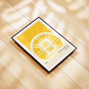 Boston Bruins NHL Poster - Personalized Hockey Wall Art Print, Gift for NHL Fans, Vintage Sports Decor for Home, Office or Man Cave