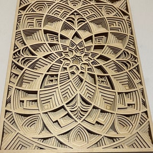 Bloom Laser-cut Wood Art Handcrafted Art Uncommon Art 3D Art Unique Art All Natural Art Rare Art Mandala Multilayered image 7