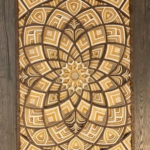 Bloom Laser-cut Wood Art Handcrafted Art Uncommon Art 3D Art Unique Art All Natural Art Rare Art Mandala Multilayered image 2