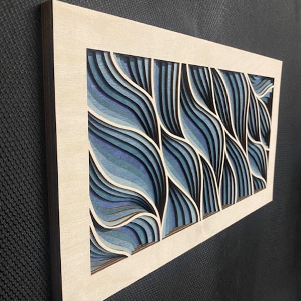 Sea Breeze - Laser-cut Wood Art | Handcrafted Ocean Art | Uncommon Art | 3D Art |  Unique Wave Art|  Rare Wood Art| Mandala | Multilayered