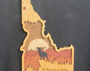 Idaho Elk - Laser-cut Wood Art | Handcrafted ForestArt | Uncommon Wildlife Art | 3D Art |  Unique Idaho Art|  Rare Wood Art