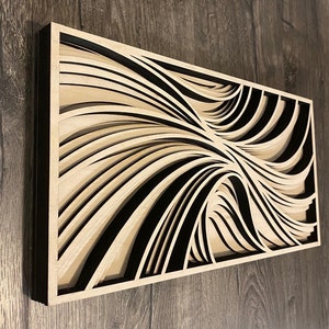 Air Turbulence - Laser-cut Wood Art | Handcrafted Art | Uncommon Art | 3D Art |  Unique Contour Art|  Rare Wave Art| Mandala | Multilayered