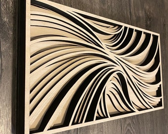 Air Turbulence - Laser-cut Wood Art | Handcrafted Art | Uncommon Art | 3D Art |  Unique Contour Art|  Rare Wave Art| Mandala | Multilayered