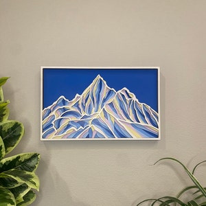 Mountain Peak - Lasercut Wood Art | Handcrafted | Blue Sky | Peaceful Scenic Mountain |  Unique Mountain Art| Mountain Wood Art