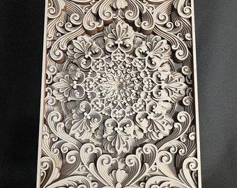 Euphoria - Laser-cut Wood Art | Handcrafted Art | Uncommon Art | 3D Art |  Unique Art |  Rare Baroque Art| Mandala | Multilayered