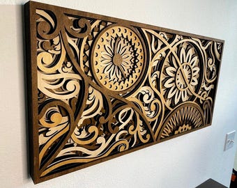 Flower Carnival - Wood Art | Handcrafted Art | Uncommon Art | 3D Art |  Unique Art |  Rare Art | Mandala Art | Floral Art