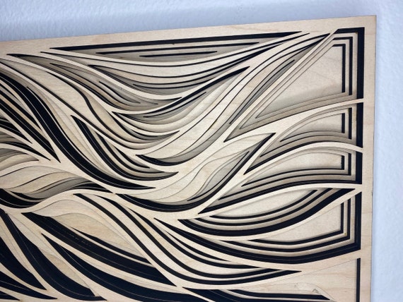 Air Turbulence Laser-cut Wood Art Handcrafted Art Uncommon Art 3D