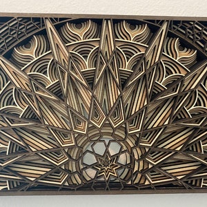 Star Rise - Laser-cut Wood Art | Handcrafted Art | Uncommon Art | 3D Art |  Unique Gothic Art|  Rare Star Art| Mandala | Multilayered