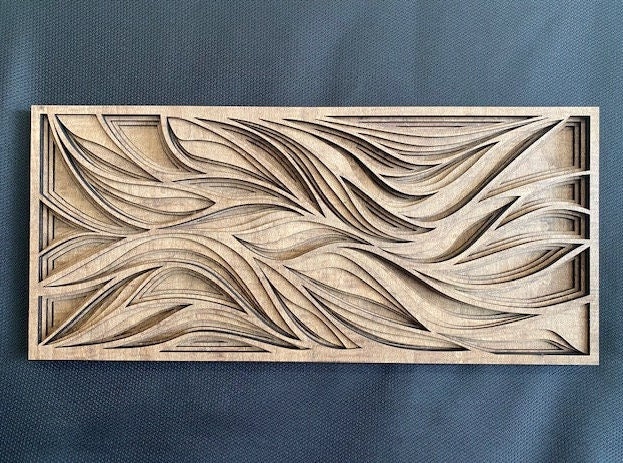 Air Turbulence Laser-cut Wood Art Handcrafted Art Uncommon Art 3D