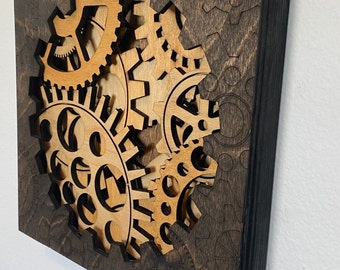 Gear Box - Laser-cut Wood Art | Handcrafted Art | Uncommon Art | 3D Art |  Unique Art|  Rare Art | Steampunk| Mandala | Multilayered