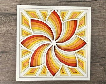 Flower Twist Mandala - Laser-cut Wood Art | Handcrafted Art | Uncommon Art | 3D Art |  Unique Art| All Natural Art | Rare Art