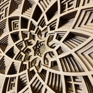 Bloom Laser-cut Wood Art Handcrafted Art Uncommon Art 3D Art Unique Art All Natural Art Rare Art Mandala Multilayered image 8