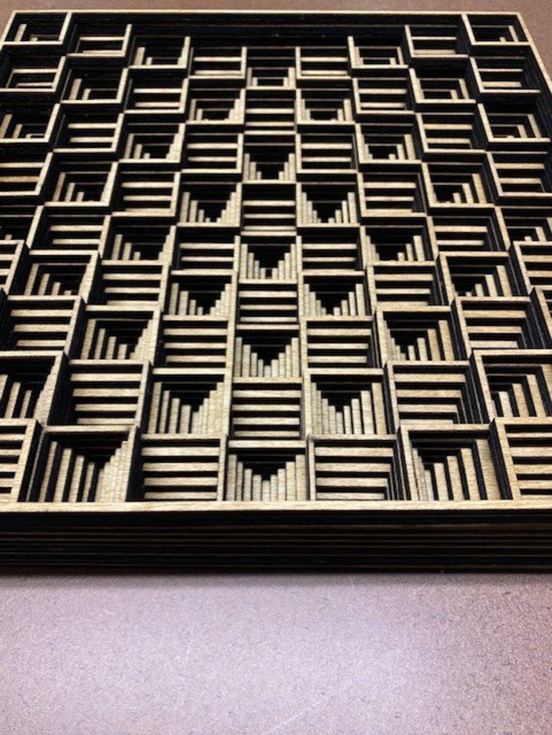 3D LaserCut Layered Wood Wall Art Deep Square Etsy