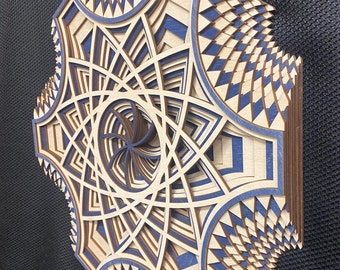 Propel - Laser-cut Wood Art | Handcrafted Art | Uncommon Art | 3D Art |  Unique Art | All Natural Art | Rare Art | Mandala | Multilayered