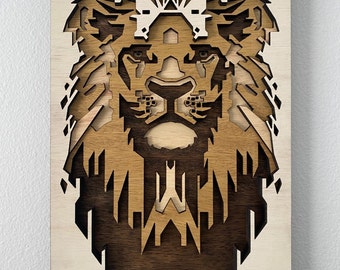 King of the Jungle - Laser-cut Wood Art | Handcrafted Art | Uncommon Art | 3D Art |  Unique Art| All Natural Art | Rare Art