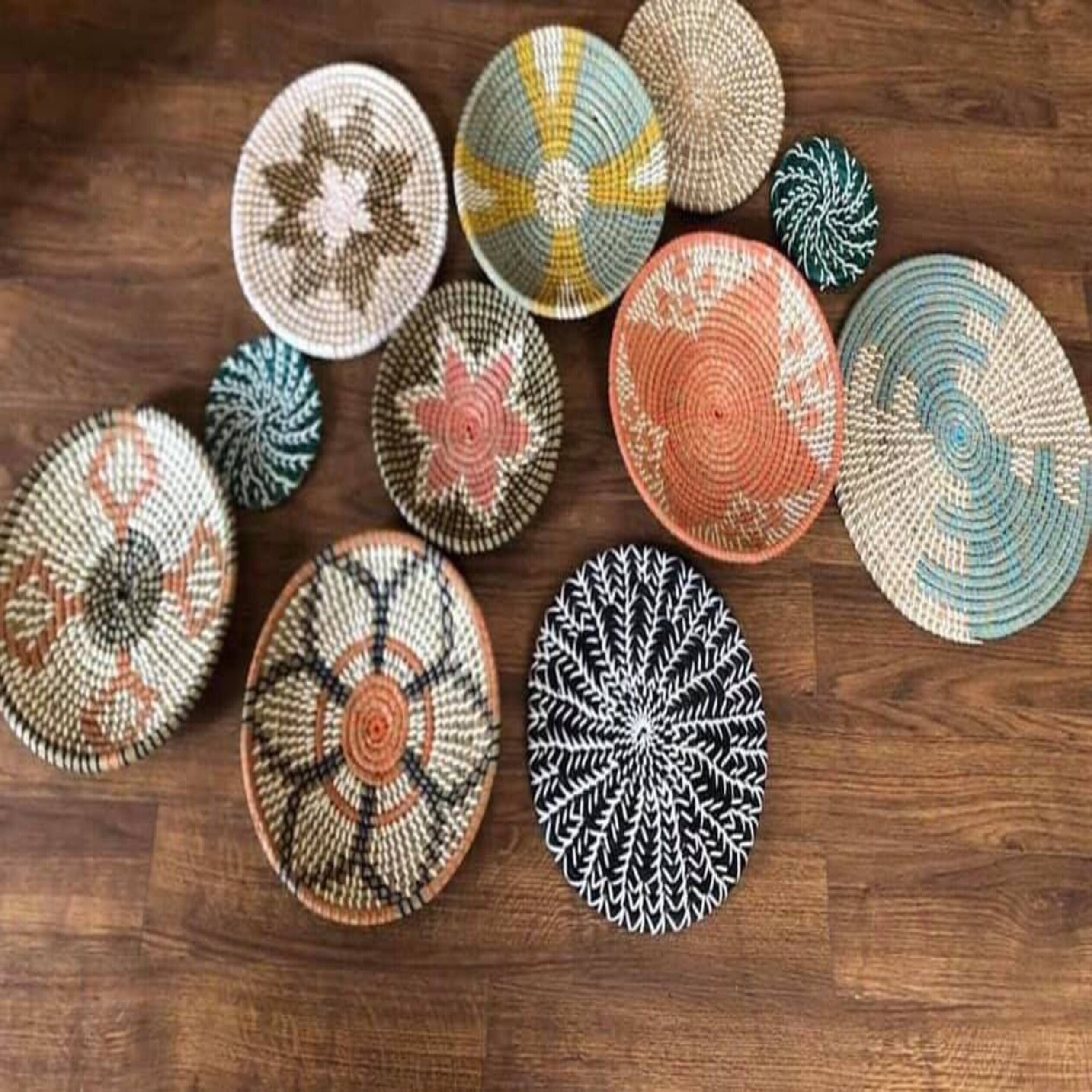 Set of 11 Rattan Wall Hanging Baskets Decor Seagrass Woven Etsy